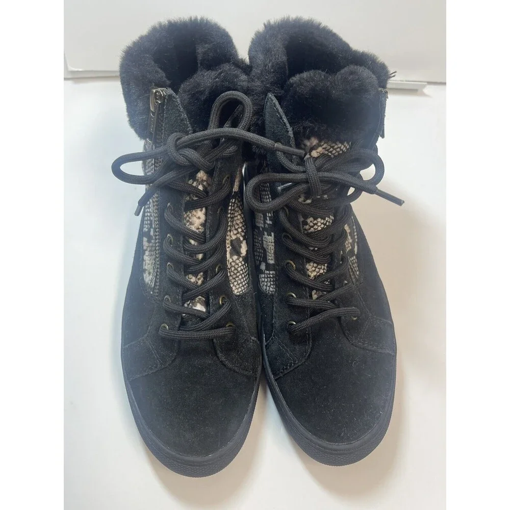 Cougar Dubliner Ankle High Suede Sneaker Boot In Black Snakeskin Sz 6 New